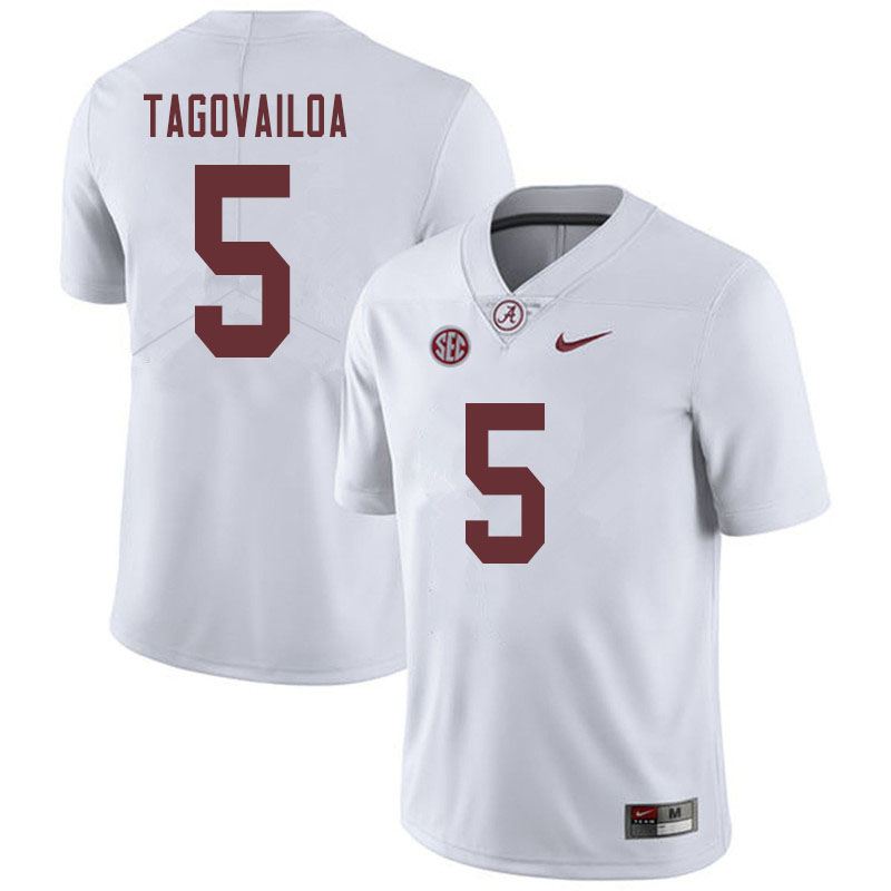 Alabama Crimson Tide Men's Taulia Tagovailoa #5 White NCAA Nike Authentic Stitched 2019 College Football Jersey WN16C01UH